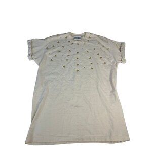Peone Blouse Ivory Embellished Short Sleeve T-Shirt Women's Classic Top XL